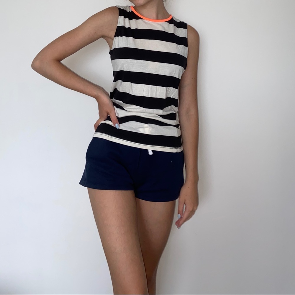 Long Striped Tank With Zip-up Back